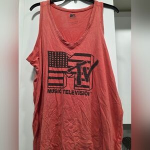 MTV Red Tank Top with Bold Graphic Design